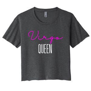 Virgo Queen Pink Writing / Funny Zodiac Virgo Birthday Cute Gift Women's Crop Top Tee