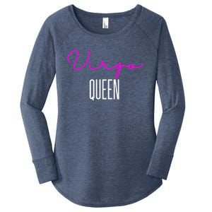 Virgo Queen Pink Writing / Funny Zodiac Virgo Birthday Cute Gift Women's Perfect Tri Tunic Long Sleeve Shirt