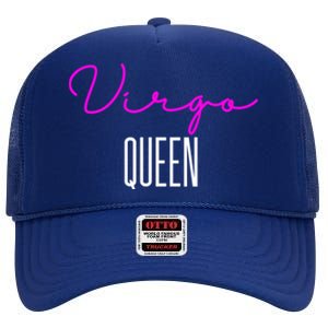 Virgo Queen Pink Writing / Funny Zodiac Virgo Birthday Cute Gift High Crown Mesh Back Trucker Hat