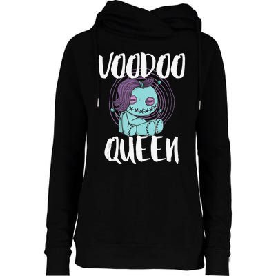 Voodoo Queen Pastel Goth Creepy Cute Voodoo Doll Womens Funnel Neck Pullover Hood