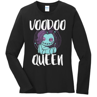 Voodoo Queen Pastel Goth Creepy Cute Voodoo Doll Ladies Long Sleeve Shirt