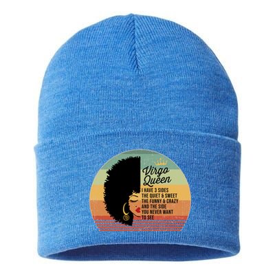 Virgo Queen Personality Qualities Melanin Gift Sustainable Knit Beanie