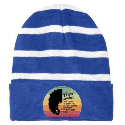 Virgo Queen Personality Qualities Melanin Gift Striped Beanie with Solid Band