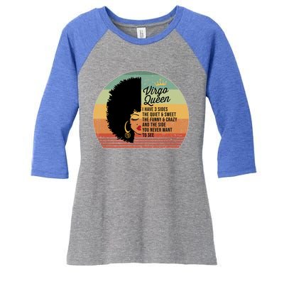 Virgo Queen Personality Qualities Melanin Gift Women's Tri-Blend 3/4-Sleeve Raglan Shirt