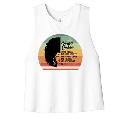 Virgo Queen Personality Qualities Melanin Gift Women's Racerback Cropped Tank