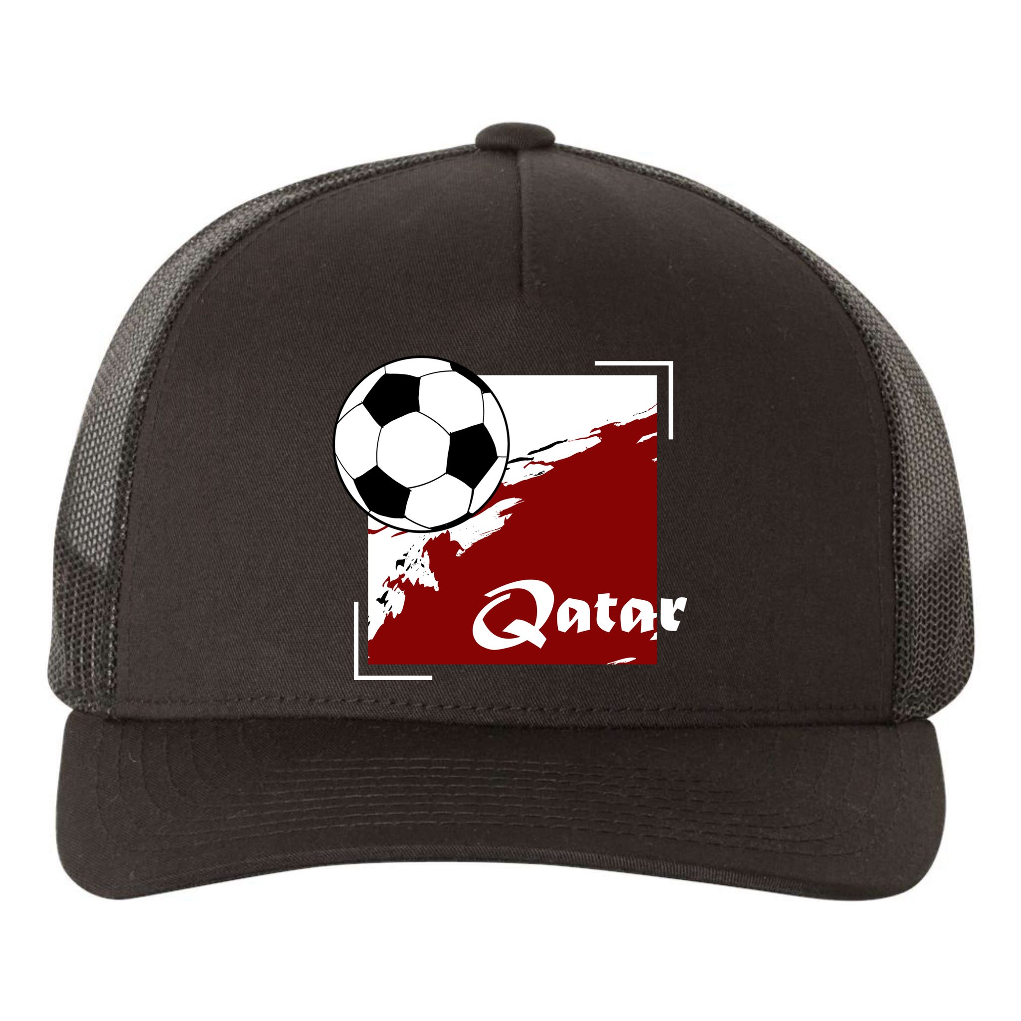 Vintage Qatar Soccer Futbol Yupoong Adult 5-Panel Trucker Hat