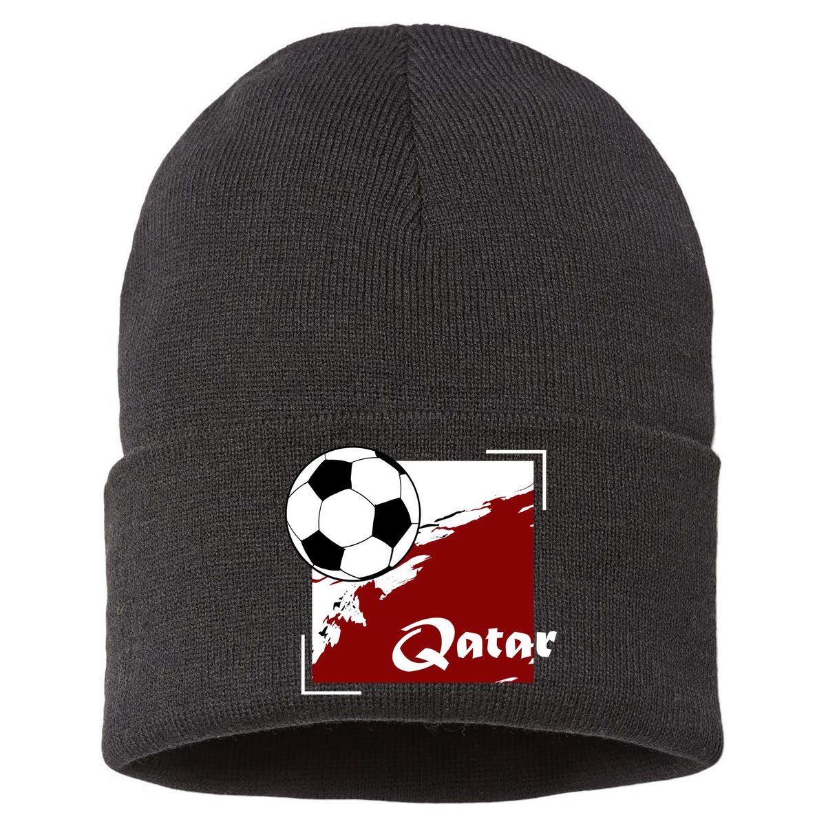 Vintage Qatar Soccer Futbol Sustainable Knit Beanie