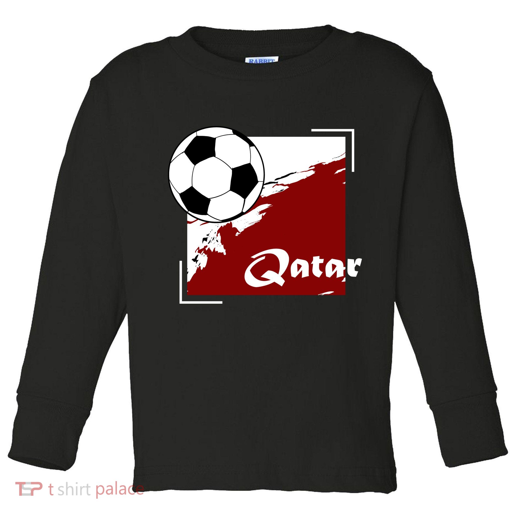 Vintage Qatar Soccer Futbol Toddler Long Sleeve Shirt