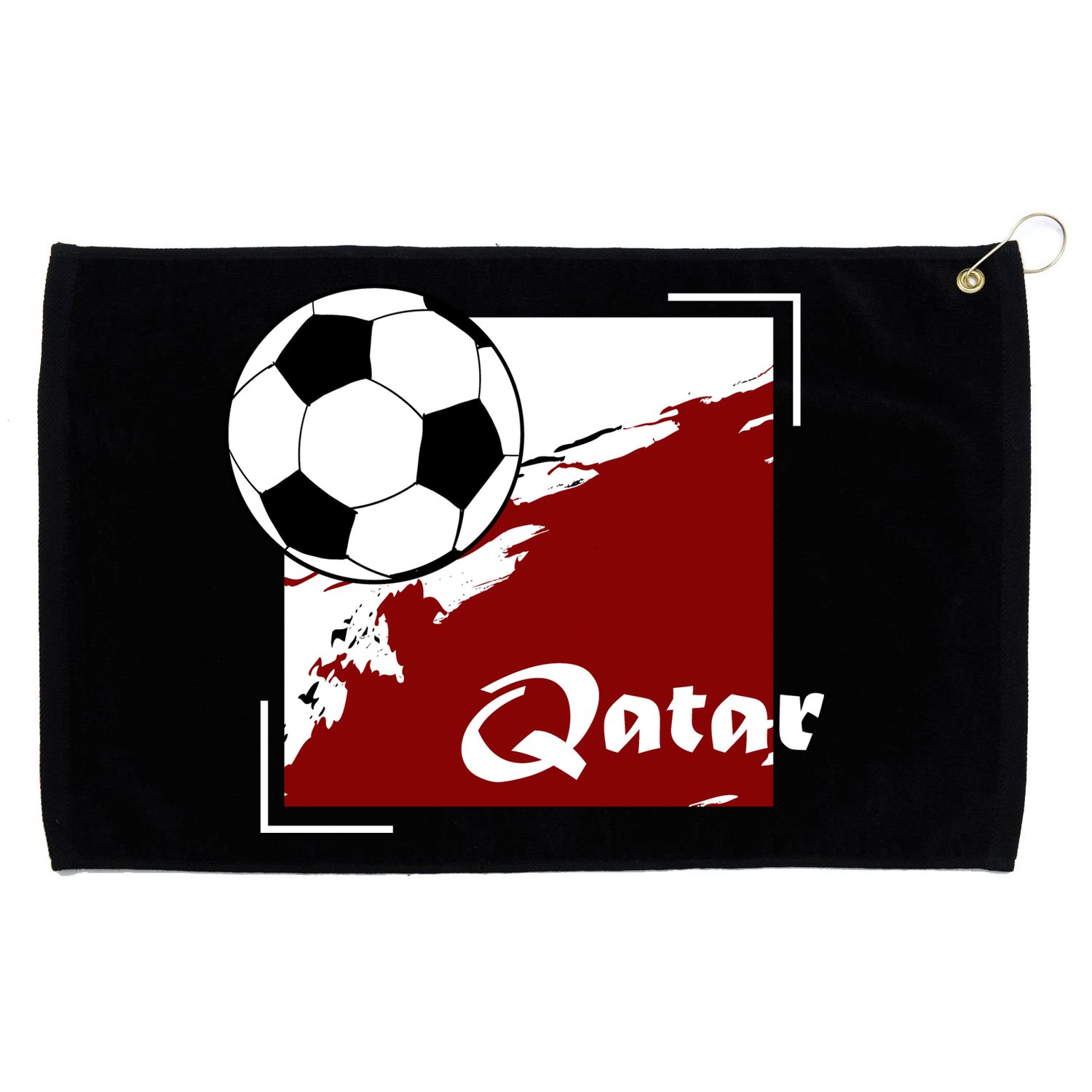 Vintage Qatar Soccer Futbol Grommeted Golf Towel