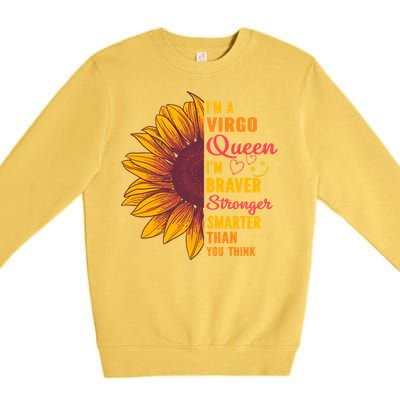 Virgo Queen Sunflower Zodiac Sign Horoscope Birthday Gift Premium Crewneck Sweatshirt