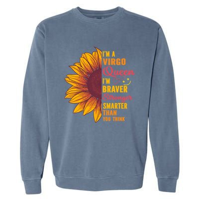 Virgo Queen Sunflower Zodiac Sign Horoscope Birthday Gift Garment-Dyed Sweatshirt