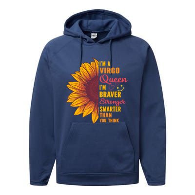 Virgo Queen Sunflower Zodiac Sign Horoscope Birthday Gift Performance Fleece Hoodie