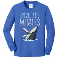 Vintage Quote Save The Whales Gift Kids Long Sleeve Shirt