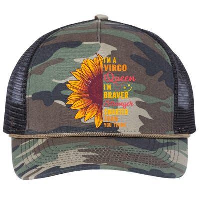 Virgo Queen Sunflower Zodiac Sign Horoscope Birthday Meaningful Gift Retro Rope Trucker Hat Cap