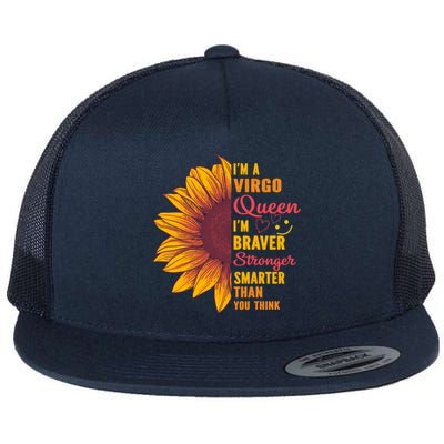 Virgo Queen Sunflower Zodiac Sign Horoscope Birthday Meaningful Gift Flat Bill Trucker Hat