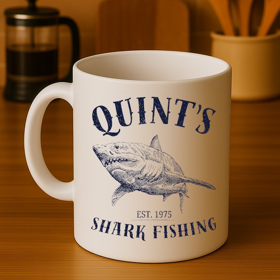 Vintage QuintS Shark 1975 Funny FishingS Retro Mug