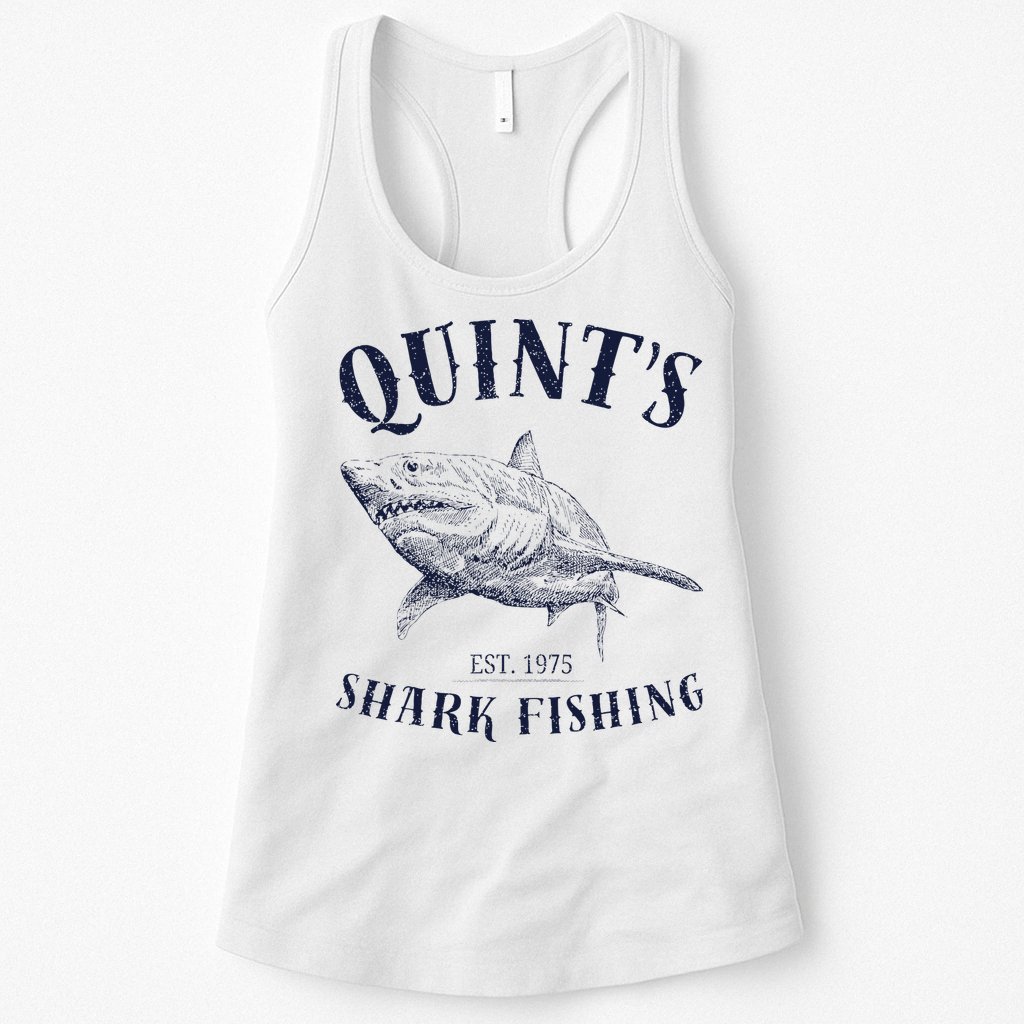 Vintage QuintS Shark 1975 Funny FishingS Retro Womens Tank Top