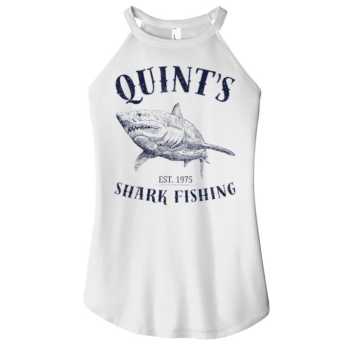 Vintage QuintS Shark 1975 Funny FishingS Retro Women's Perfect Tri Rocker Tank