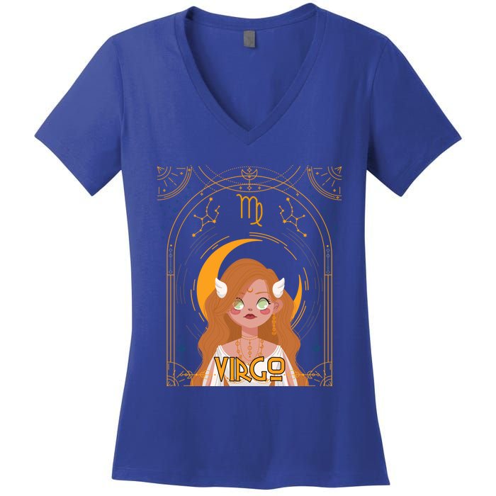 Virgo Queen Virgo Birthday Zodiac Astrological Signs Meaningful Gift Women's V-Neck T-Shirt