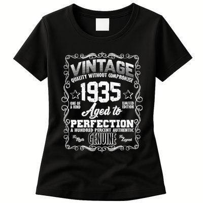 Vintage Quality Without Compromise Aged To Perfection 1935 90th Birthday Womens T-Shirt