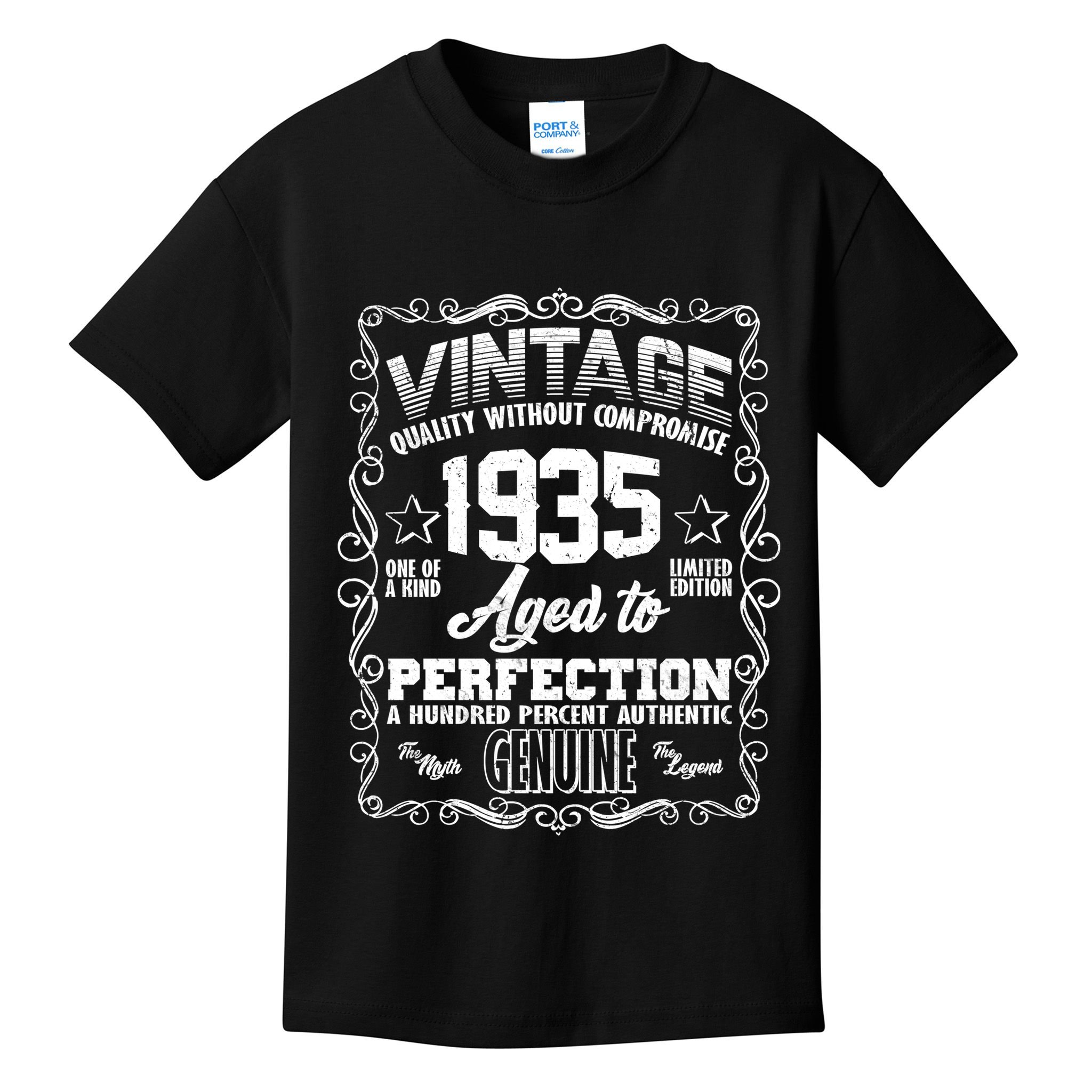 Vintage Quality Without Compromise Aged To Perfection 1935 90th Birthday Kids T-Shirt