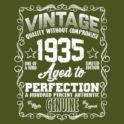 Vintage Quality Without Compromise Aged To Perfection 1935 90th Birthday T-Shirt