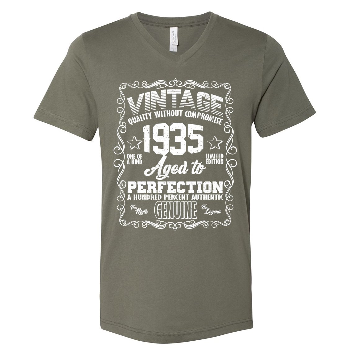 Vintage Quality Without Compromise Aged To Perfection 1935 90th Birthday V-Neck T-Shirt