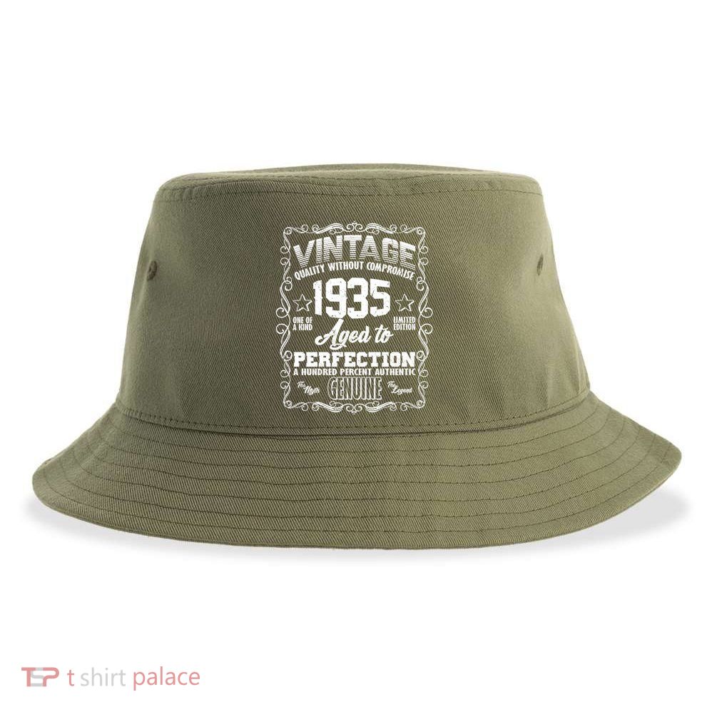 Vintage Quality Without Compromise Aged To Perfection 1935 90th Birthday Sustainable Bucket Hat