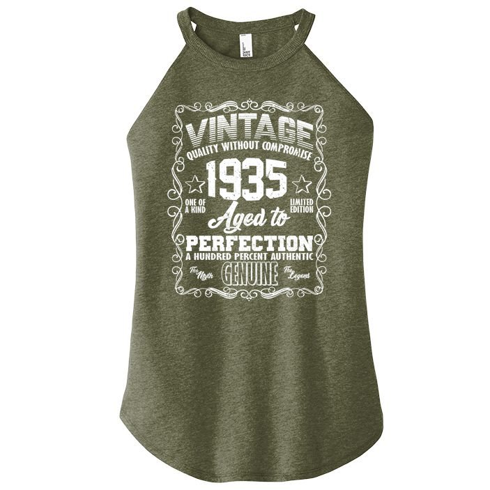 Vintage Quality Without Compromise Aged To Perfection 1935 90th Birthday Women's Perfect Tri Rocker Tank