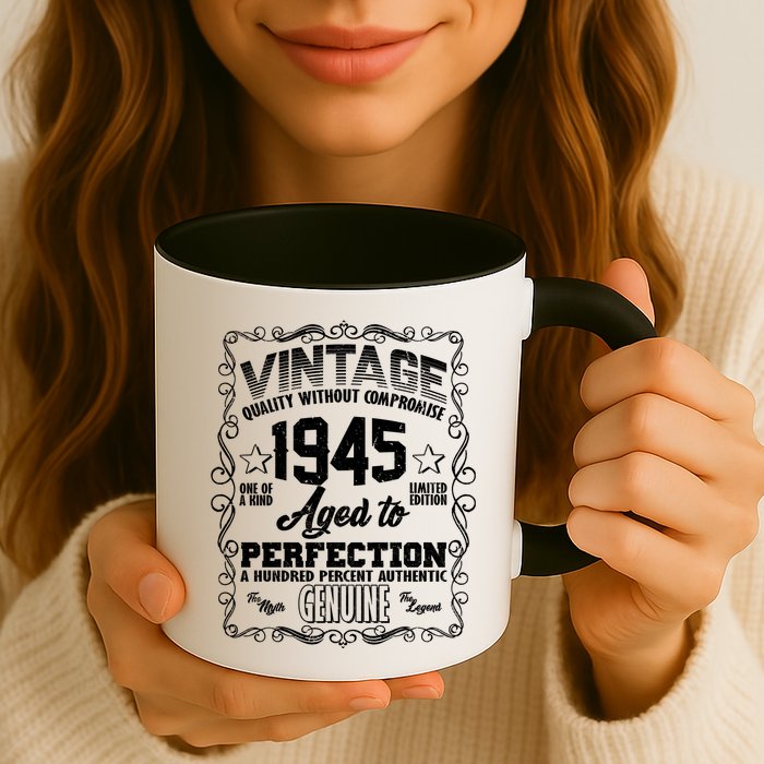 Vintage Quality Without Compromise Aged To Perfection 1945 80th Birthday Mug