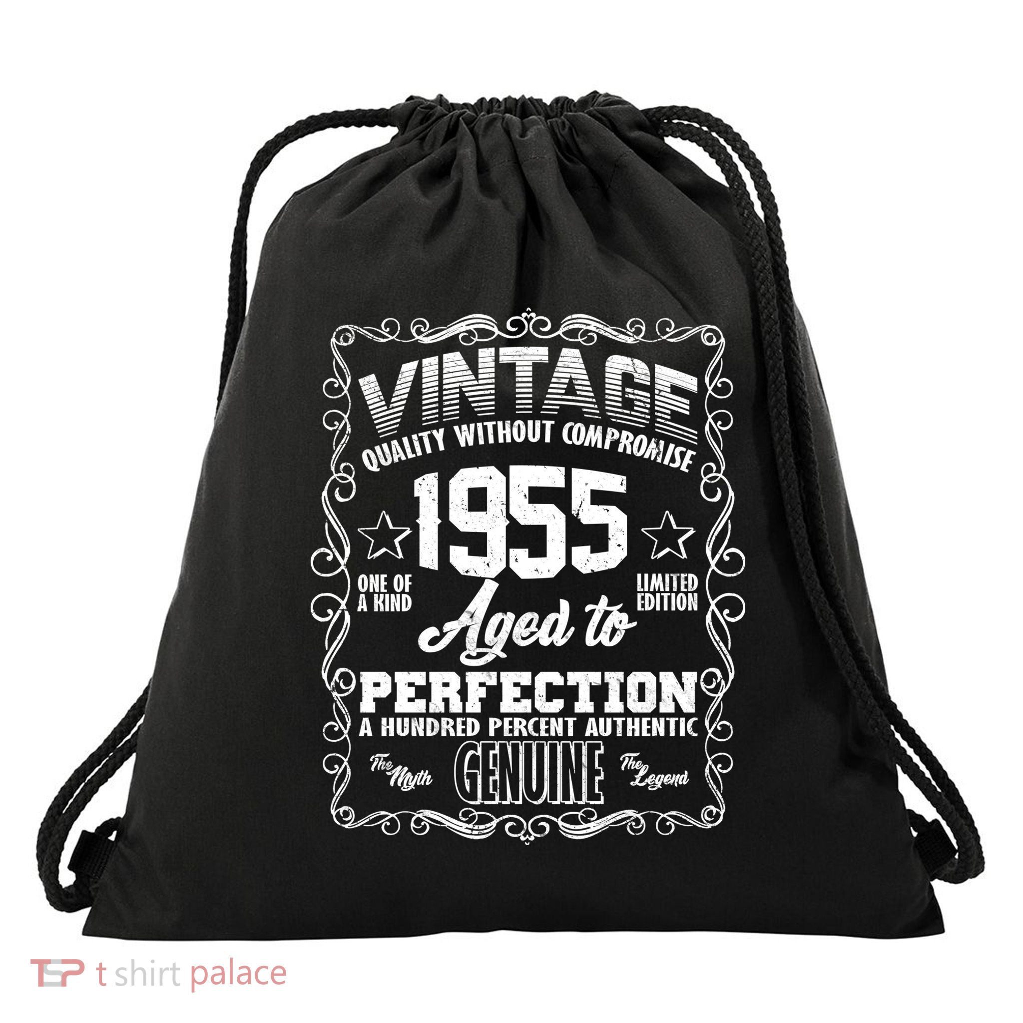 Vintage Quality Without Compromise Aged To Perfection 1955 70th Birthday Drawstring Bag
