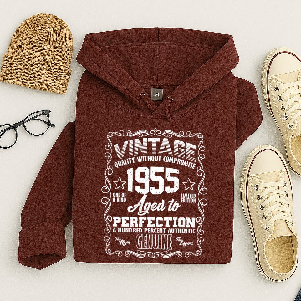 Vintage Quality Without Compromise Aged To Perfection 1955 70th Birthday Hoodie