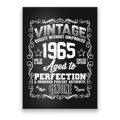 Vintage Quality Without Compromise Aged To Perfection 1965 60th Birthday Poster