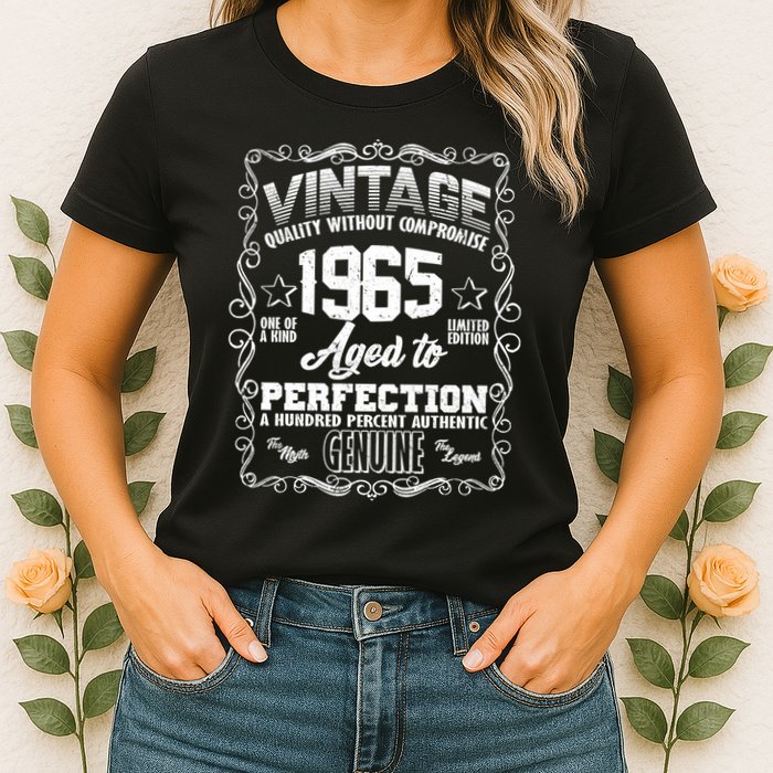 Vintage Quality Without Compromise Aged To Perfection 1965 60th Birthday Womens T-Shirt