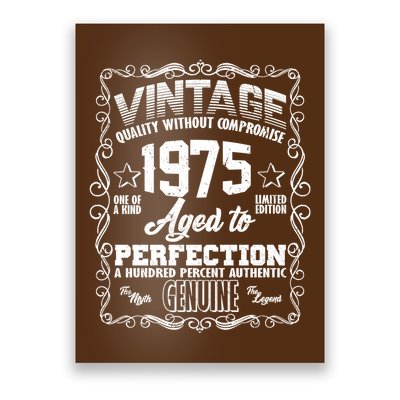 Vintage Quality Without Compromise Aged To Perfection 1975 50th Birthday Poster