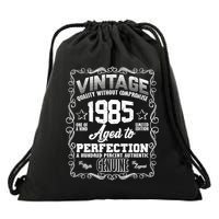 Vintage Quality Without Compromise Aged To Perfection 1985 40th Birthday Drawstring Bag