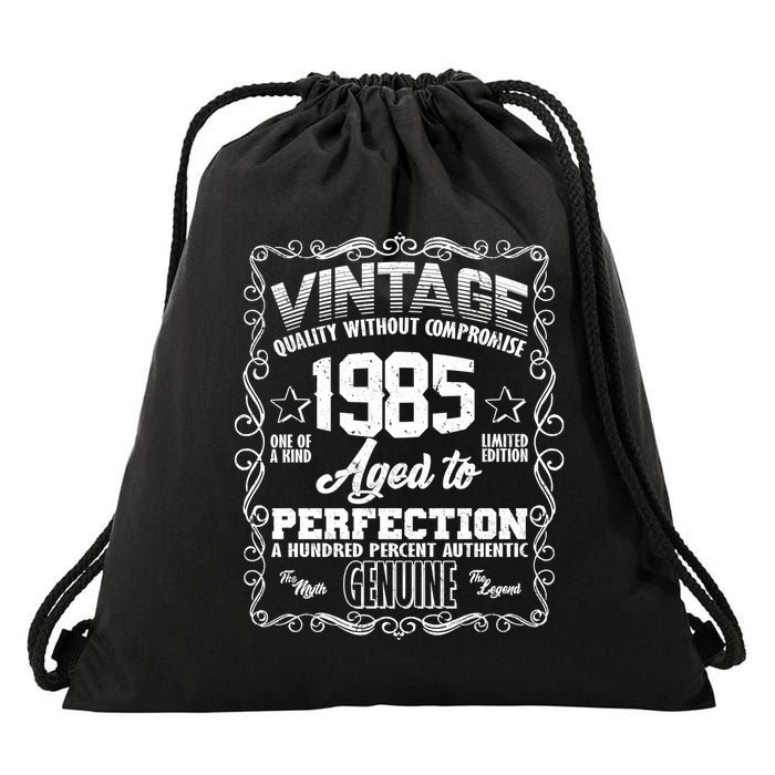 Vintage Quality Without Compromise Aged To Perfection 1985 40th Birthday Drawstring Bag