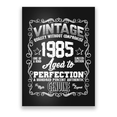 Vintage Quality Without Compromise Aged To Perfection 1985 40th Birthday Poster