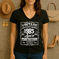Vintage Quality Without Compromise Aged To Perfection 1985 40th Birthday Women's V-Neck T-Shirt