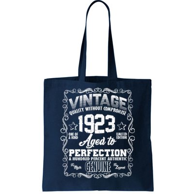 Vintage Quality Without Compromise Aged To Perfection 1923 100th Birthday Tote Bag