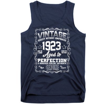 Vintage Quality Without Compromise Aged To Perfection 1923 100th Birthday Tank Top