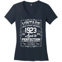 Vintage Quality Without Compromise Aged To Perfection 1923 100th Birthday Women's V-Neck T-Shirt