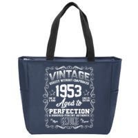 Vintage Quality Without Compromise Aged To Perfection 1953 70th Birthday Zip Tote Bag