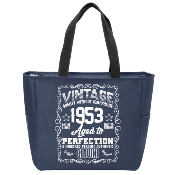 Vintage Quality Without Compromise Aged To Perfection 1953 70th Birthday Zip Tote Bag