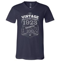 Vintage Quality Without Compromise Age Perfectly 1923 100th Birthday V-Neck T-Shirt