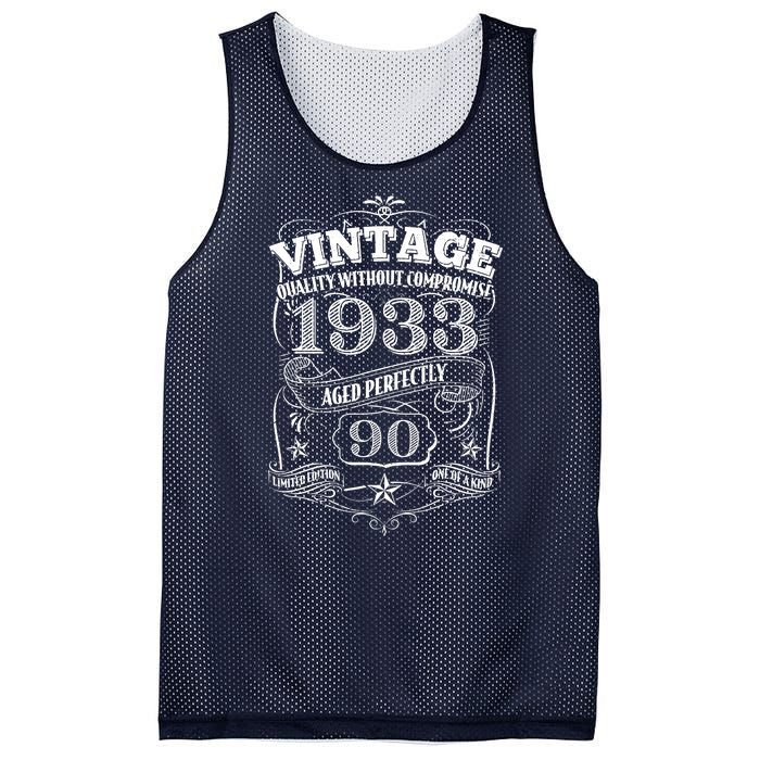 Vintage Quality Without Compromise Age Perfectly 1933 90th Birthday Mesh Reversible Basketball Jersey Tank