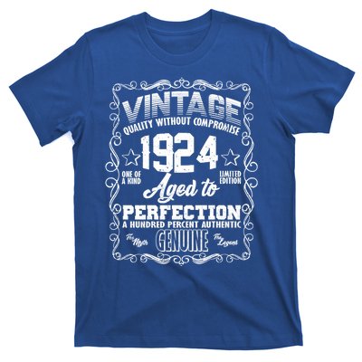 Vintage Quality Without Compromise Aged To Perfection 1924 100th Birthday T-Shirt