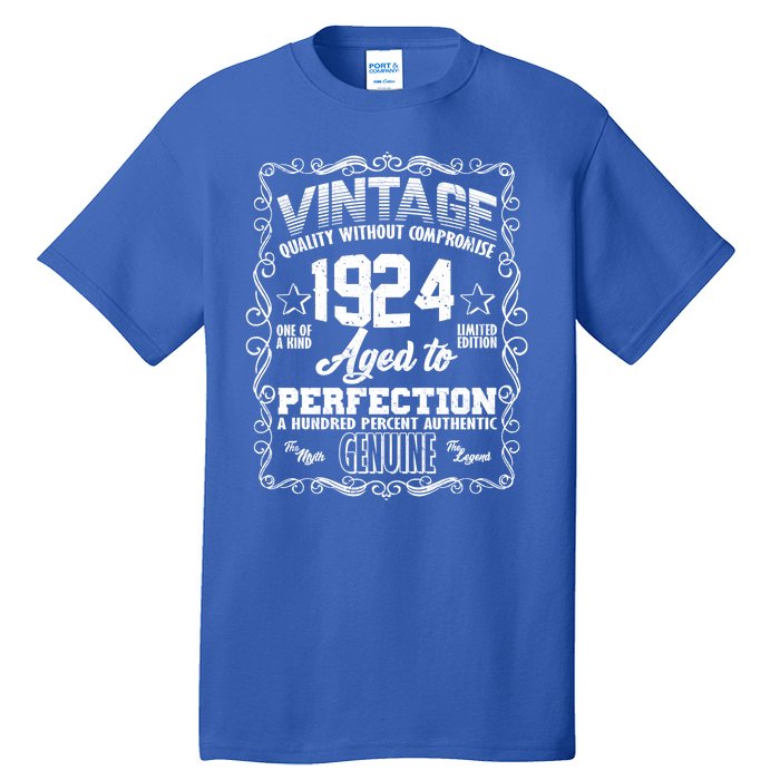 Vintage Quality Without Compromise Aged To Perfection 1924 100th Birthday Tall T-Shirt