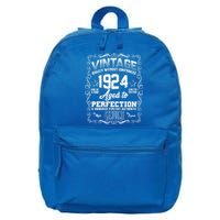 Vintage Quality Without Compromise Aged To Perfection 1924 100th Birthday 16 in Basic Backpack