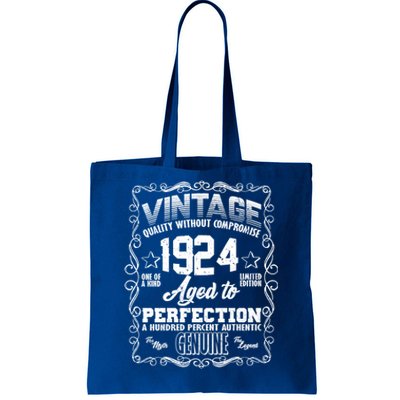 Vintage Quality Without Compromise Aged To Perfection 1924 100th Birthday Tote Bag